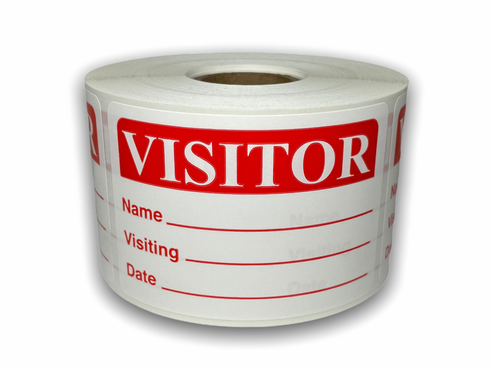 2×3-inch Red Visitor Labels Name Visiting Date Adhesive Stickers Pack of 500