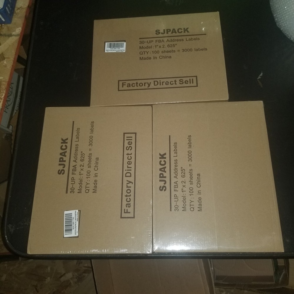 SJPACK 30-UP FBA Address Labels 3 Packs, 1″×2.625″, 300 Sheets, 9000 Labels, New