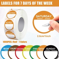 Resurhang 7000 Pcs Day of The Week Labels Food Labels with Adjustable Label D…