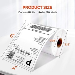 4″x6″ Direct Thermal Shipping Labels 880 PCs 4 Rolls 220 Pcs per Roll