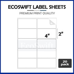 (200) 4 x 2 EcoSwift Laser/Ink Address Shipping Self-Adhesive Labels 10/sheet