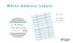 20 labels per sheet, 4″ x 1″ per label – Premium Quality – Made in the USA