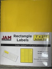 120 Labels JAM Paper Labels 1×2-5/8″ Rectangle 1 Green 4 Red 5 Yellow LOT OF 10