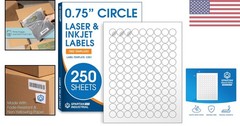 Versatile 0.75″ Round Blank Stickers – 250 Sheets for Inkjet & Laser Printers