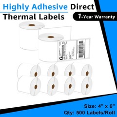 10 Rolls 4″x 6″ Direct Thermal Shipping Label 500/Roll Fit Zebra & Rollo Printer