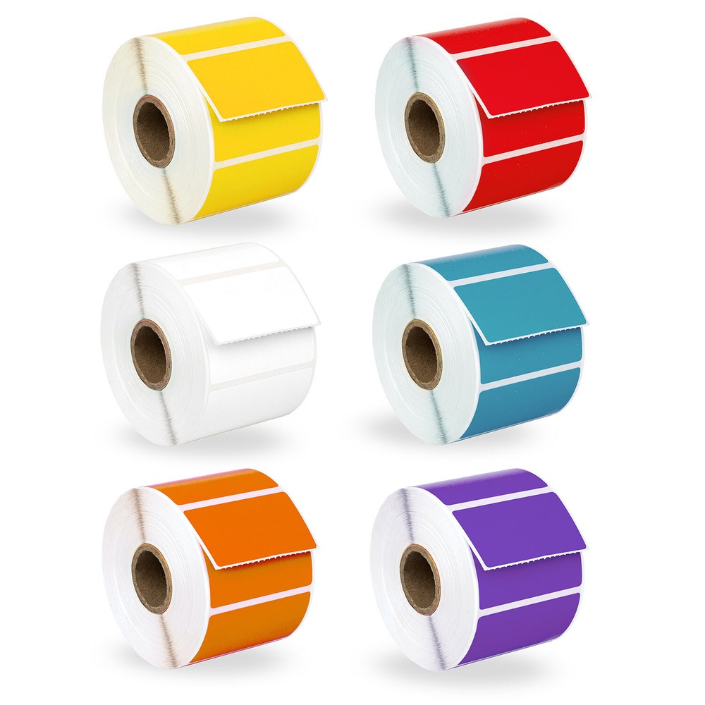 ZEBRA 2.25×1.25 COLOR Labels – 6 Rolls – YELLOW RED WHITE BLUE ORANGE LAVENDER