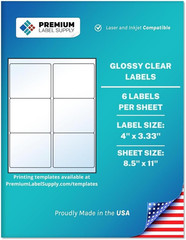Premium Label Supply Glossy Clear Mailing Labels – 4″ X 3.33″ – Laser/Inkjet Com
