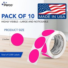 Neon Pink Perforated Round Circle Dot Sticker 2-Inch Labels — 10 Rolls, 5,000…