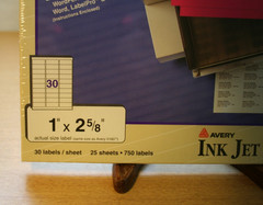 Avery Ink Jet Labels 8160 25 Sheets x 30 Labels = 750 Labels NEW