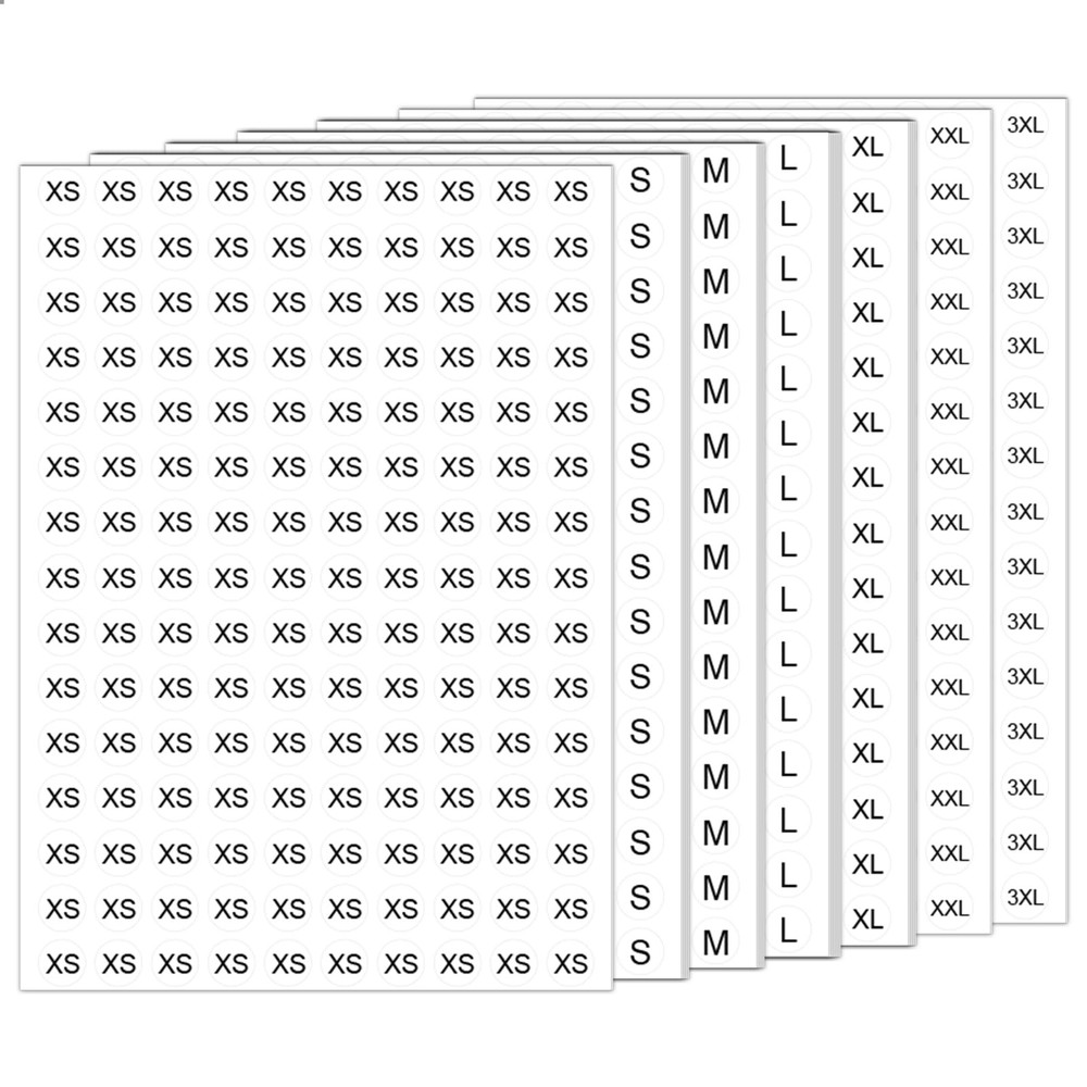 Wmiwulien Clothing Size Stickers Sheets, 4200 Pcs 1/2 Inch XS-XXXL