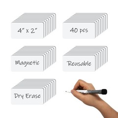 Reusable 4×2 Inch Dry Erase Magnetic Labels for Whiteboards, Pack of 40