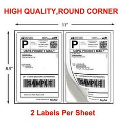 200-10000 Premium 8.5″X5.5″ Half Sheet Self Adhesive Round Corner Shipping Label