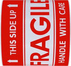 This Side up Fragile Stickers 3X5 Inch Handle with Care Shipping and Packing War