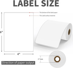 4X6 Direct Thermal Shipping Labels for Zebra & Eltron Printers, 4000 Labels