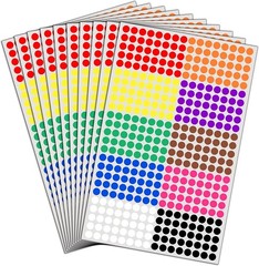 6000 Pack, 1/4 Small Colored Dot Stickers round Labels – 10 Colors