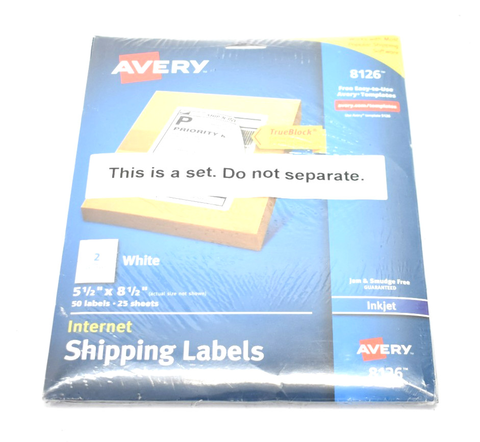 Lot of 2 Packs Avery Printable Blank Shipping Labels 5.5″ x 8.5″ White 50/Set