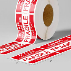 3” X 2” Fragile Stickers for Shipping and Moving, 500 Pcs Handle with Care