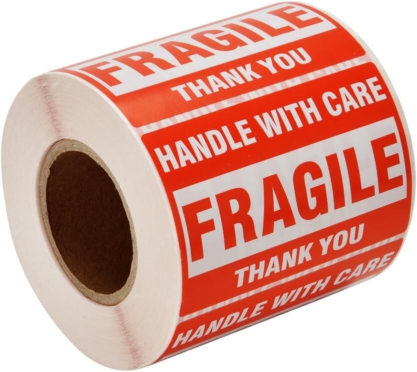 Fragile Stickers 1 Roll 500 2″x3″ Fragile Label Sticker Handle with Care Mailing