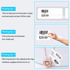 10 Rolls Rat Tail Jewelry Pricetag of 400 Labels for Dymo 30373 LabelWriter 450