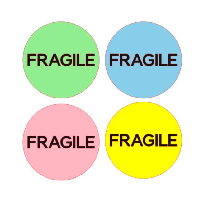 Shipping Labels Fragile 2in Round PICK COLOR QTY Caution Warning Sticker Package