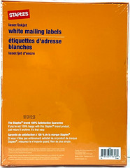 Staples White Mailing Labels Laser Printers 1 x 4Inch 100 Sheets 2000