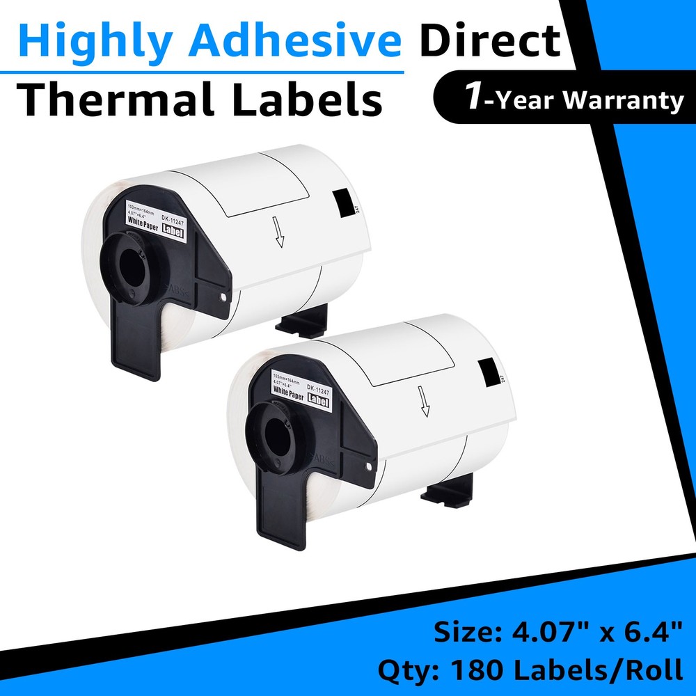 Compatible DK-1247 Shipping Label 4.07″x6.4″ 180/Roll Brother QL Printer 2Rolls