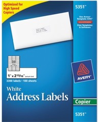 AVERY #5351 WHITE ADDRESS LABELS 100 SHEETS 3300 LABELS FREE SHIPPING USA NEW