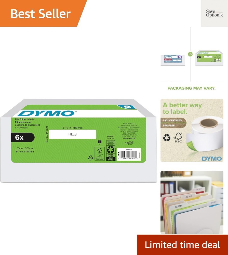 Authentic LW 1-Up File Folder Labels for LabelWriter Label Printers, White, 9…
