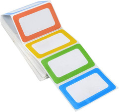 4 Colors Plain Name Tag Stickers 200 Labels for Office, School, Teachers, Meetin