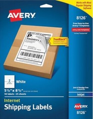 Ave8126 Avery Labels 5 X 8 Laser Inkjet Permanent Adhesive White