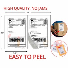 4400 Half Sheet Shipping Labels Self-Adhesive 8.5 x 11 Blank 2 Labels Per Sheet