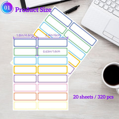 Removable Waterproof Labels 320 Pcs for Daycare, Kitchen, Office, Home Organizat