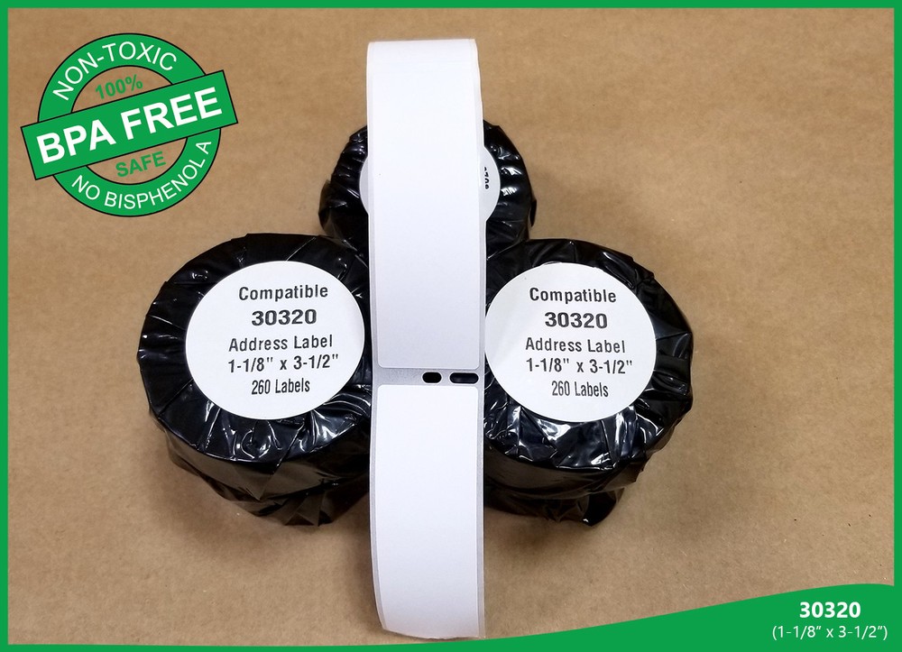 10 Rolls of Dymo® Compatible, 30320, White Rectangular Address Labels