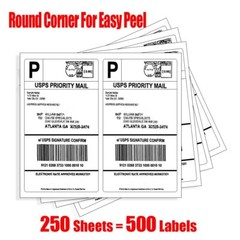 Premium 500 Self Adhesive Shipping Labels 8.5X5.5 Half Sheet 2 Per Sheet Value