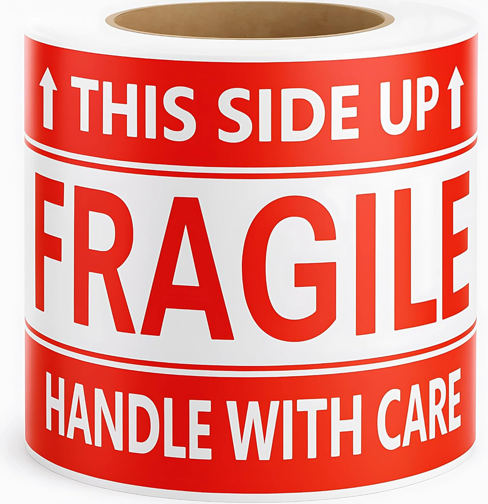 3X5 Inch – 100 Fragile This Side up Stickers for Shipping – Easy Tear, Permanent