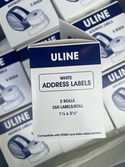 (9 packs/2 rolls ea) ULINE S-8504 White Address Labels, 350/Roll, 1 1/8 x 3 1/2