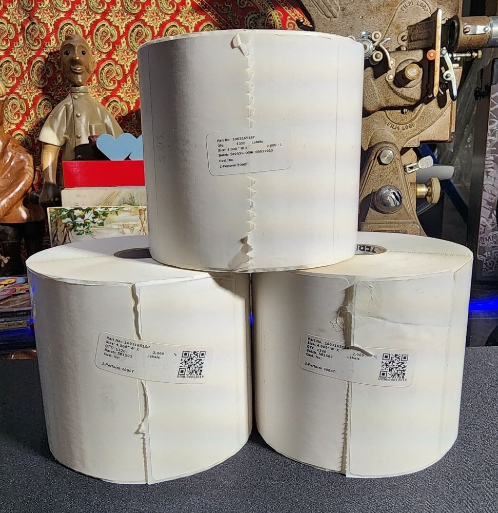 Zebra 4 X 2 in Thermal Transfer Paper Labels Z-Perform 2000T 3 Rolls 10031651SP