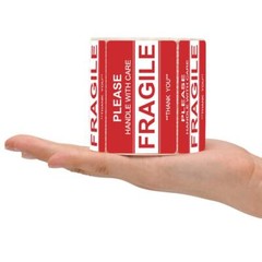 Self Adhesive Fragile Label for Shipping, Handle with Care Caution, 500Pcs 1Roll