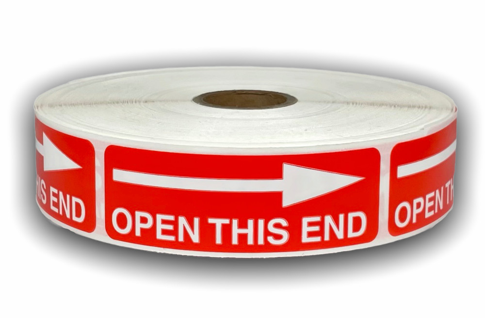1000 Labels – 1×3 Open This End (Arrow) Label Shipping Adhesive Fragile Stickers