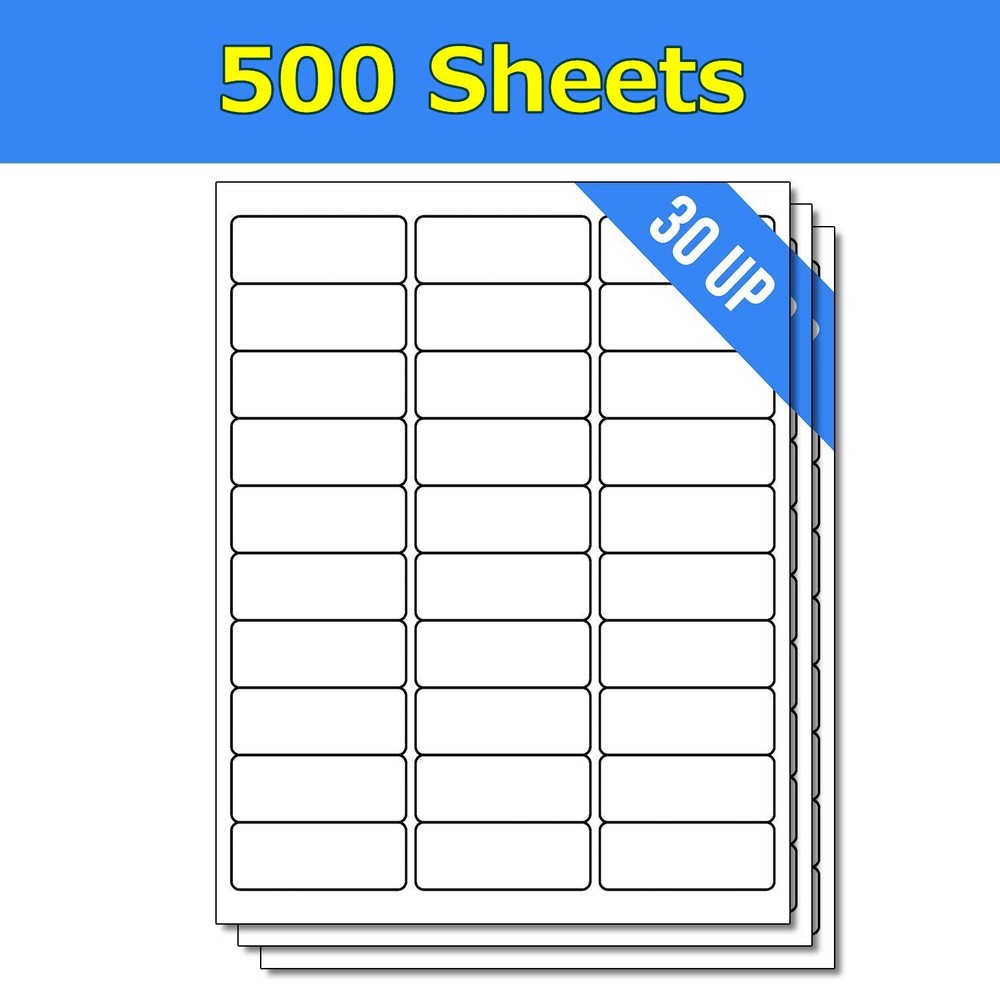 1 x 2 5/8 15000 Laser Ink jet Address Blank Shipping Labels Self Adhesive 30 UP