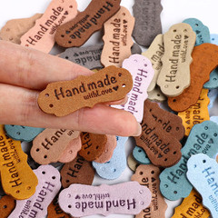 50Pcs Colorful Embossed Leather Labels & Tags, Microfiber, 10 Colors, 15X42Mm, H