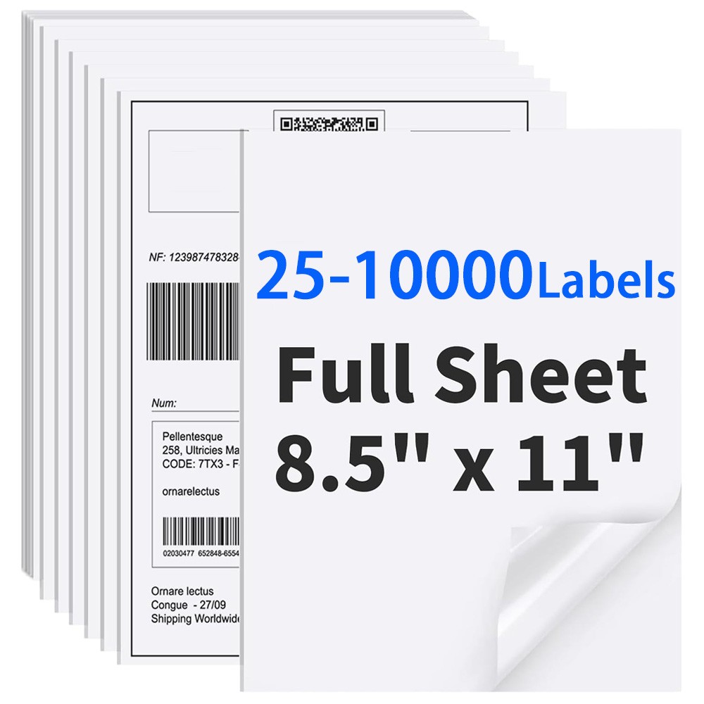 100 Full Sheet Labels 8.5″ x 11″ Shipping Address Labels Self Adhesive Stickers