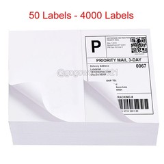 50 – 4000 8.5″ X 5.5″ Half Sheet Self Adhesive Shipping Labels Square Corner USA