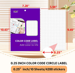1/4 Inch Roll Color Coding Labels,4200Per round Adhesive Circle Dot Stickers Dis