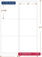 3 1/3″ x 4″ (25 Sheets) Address Labels, Labels Sticker Paper for Laser/Ink Jet P