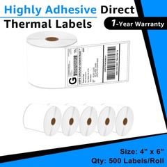 6 Rolls 500 Labels 4X6 Direct Thermal for Zebra LP 2642 2844 2442 Eltron ZP450