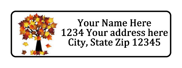 Fall Tree Personalized Return Address Labels 1/2 in by 1 3/4 in