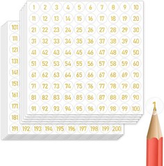 3000 PCS Number Stickers Labels, Gold Consecutive Number Stickers 1-200, Vinyl N