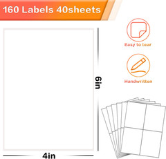 160 Pcs Removable Labels for Storage Bins – 6 X 4 Inch, Tear Resistant & No