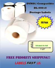 100 Rolls Adhesive Labeling Mail Shipping Labels Dymo® Printer Compatible 99019